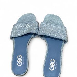 GBG Los Angeles Light Blue Sparkle Sandals